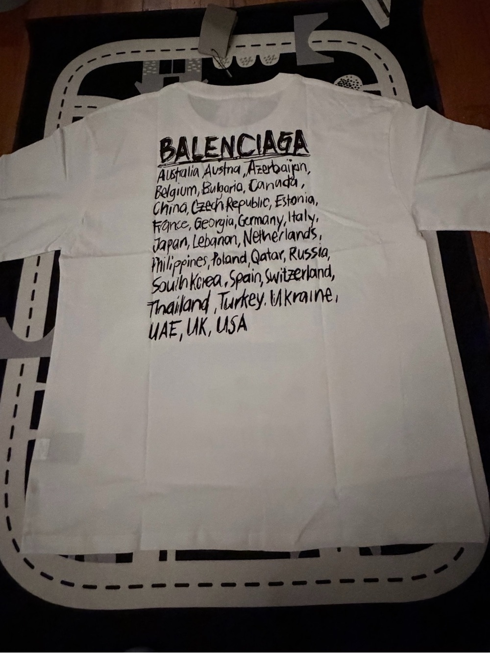 White Short-Sleeve Country List Graphic Tee